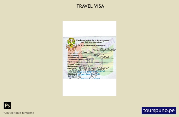 Plantilla de visa togolesa lista para imprimir